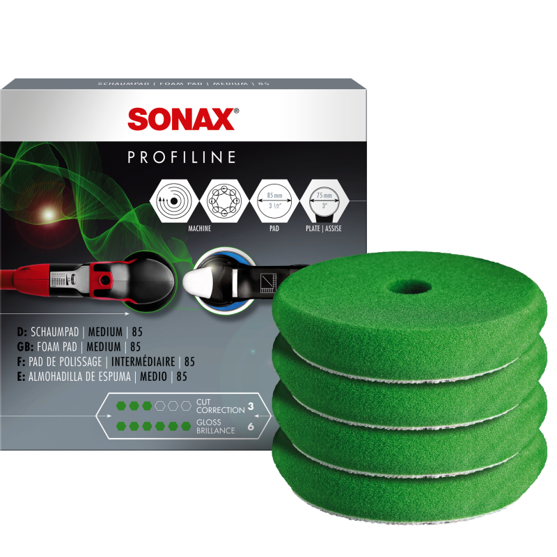 Sonax Profiline Σφουγγάρι (σετ 4) Γυαλίσματος πράσινο 3-6 κωνικό 85mm
